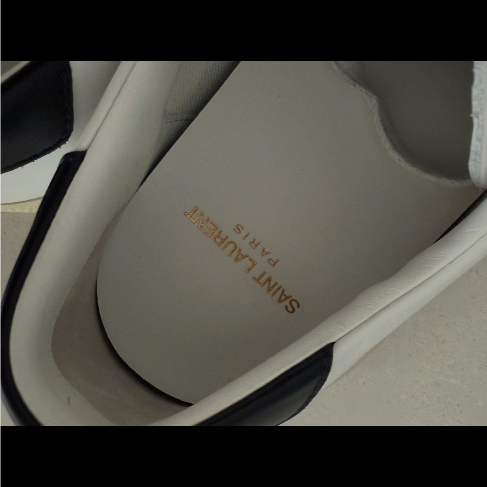 Saint Laurent White and Black Leather Sneakers - Picture 4 of 8